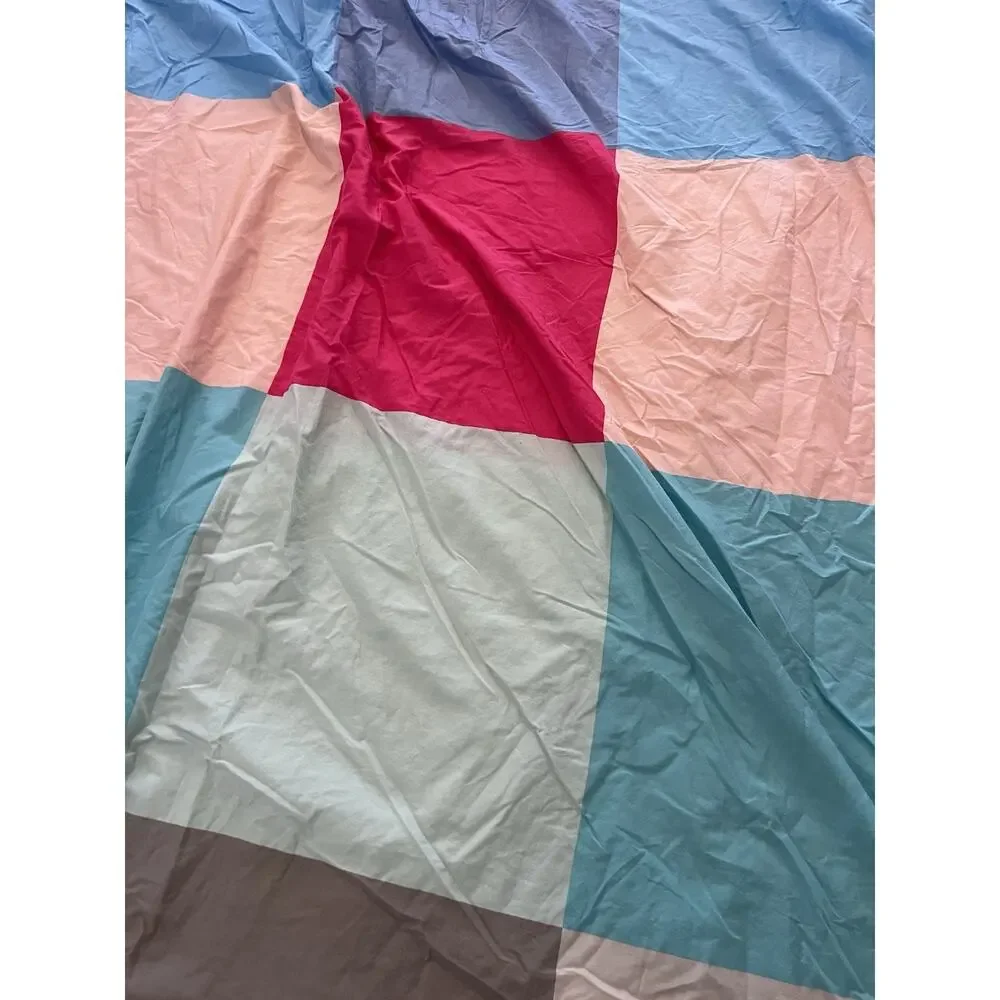 Ikea BRUNKRISSLA Oversized Queen Duvet Cover Cotton Checked Color Block